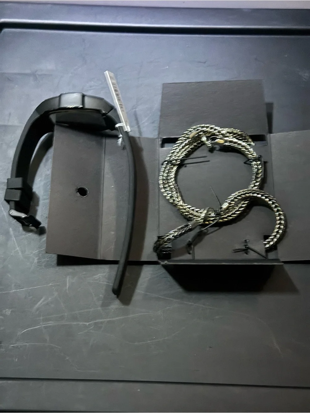 Ed Hardy Black and Silver Men's Watch & Jewelry Set